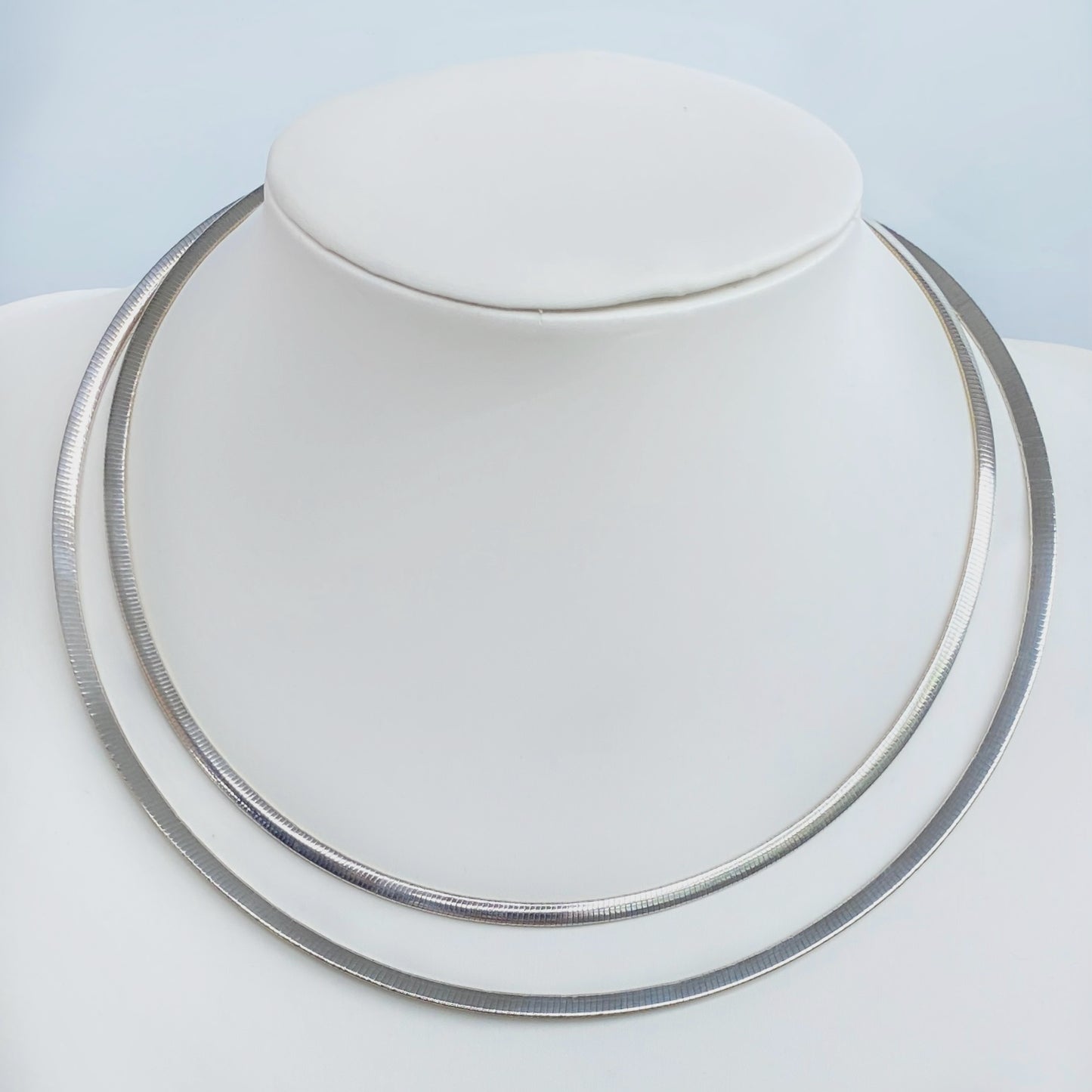 Two Tone Reversible Italian Sterling Silver Omega Chain with 14k Gold Plated Side 4mm Wide 18” Long