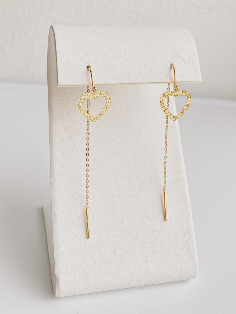 10K Gold Heart Threaders