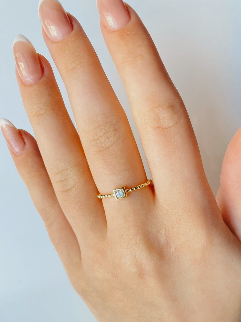 10K Gold Square CZ Bubble Band Ring