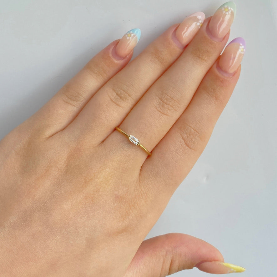 10K Gold CZ Baguette Ring