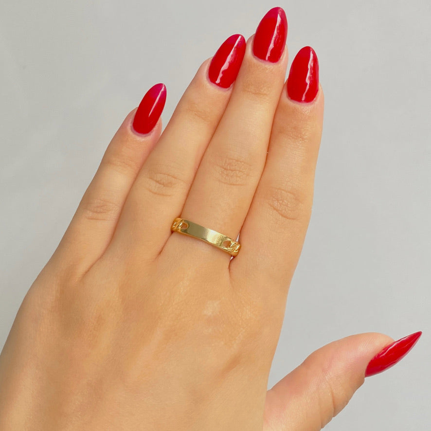 10K Gold Thin Curb Link Ring