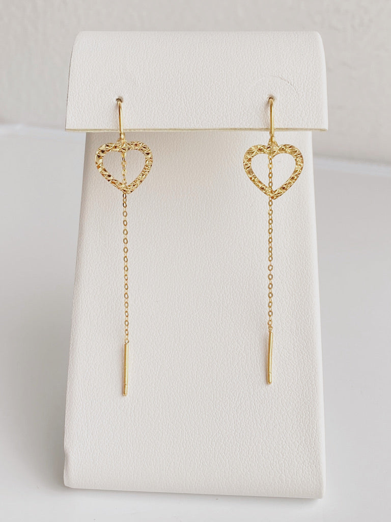 10K Gold Heart Threaders