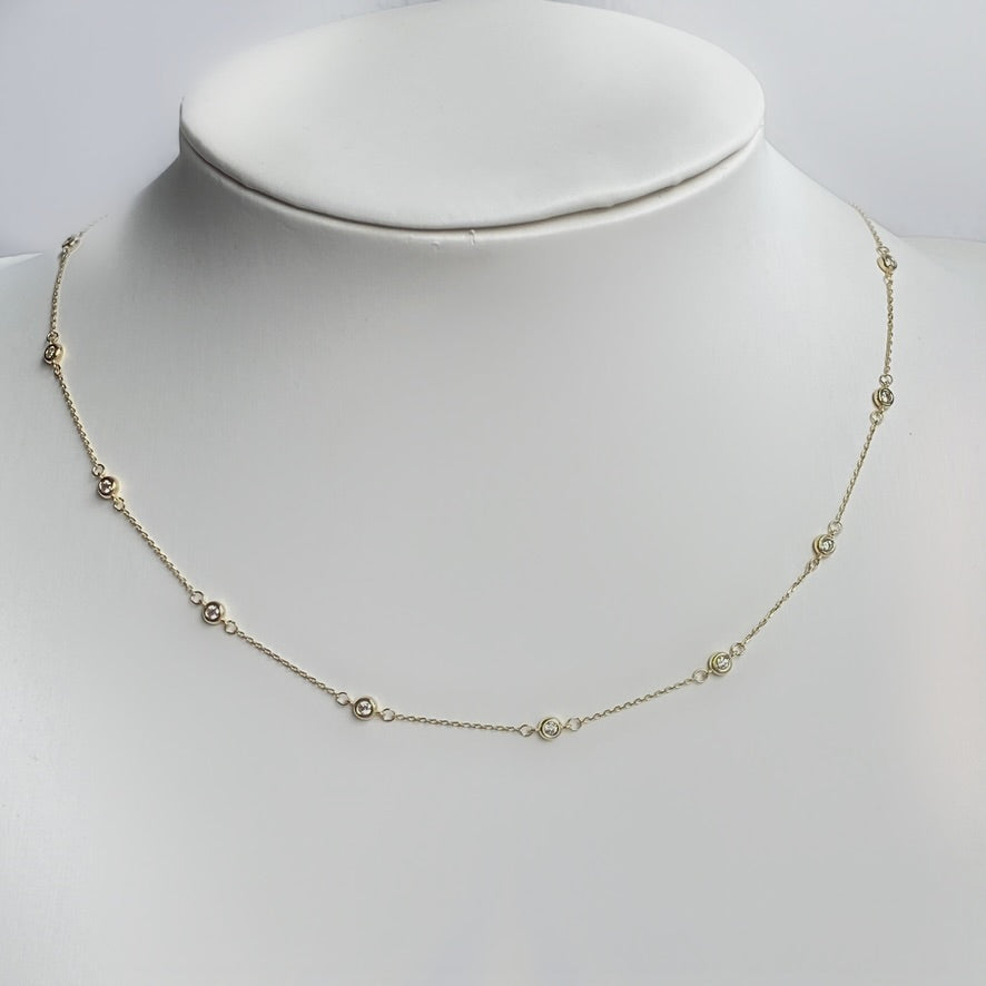 10K Gold C.Z Station Necklace