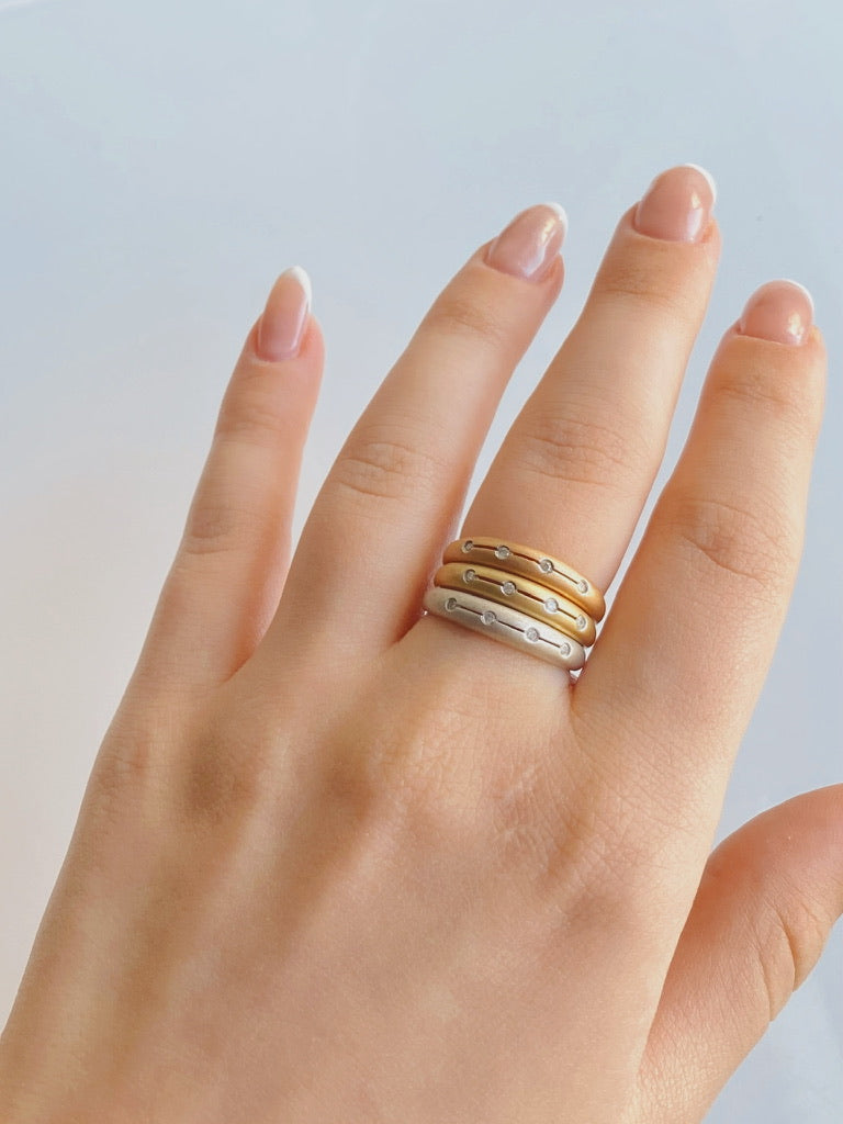 14K Matte Yellow Gold Stackable Ring