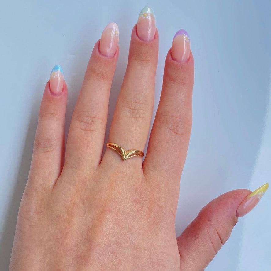 18K Gold Chevron Ring