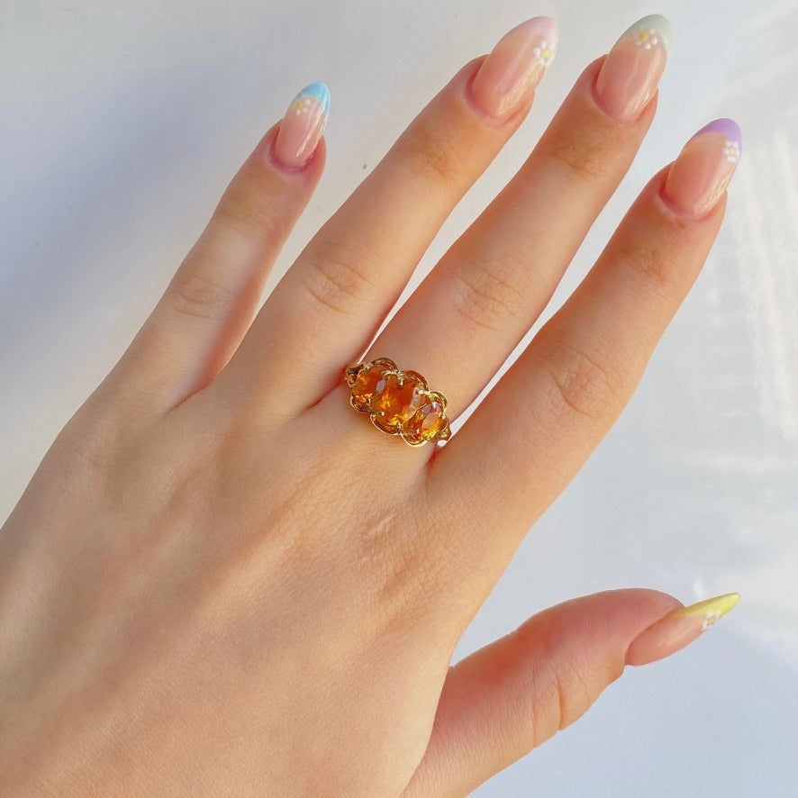 Gold Vermeil Triple Topaz Ring