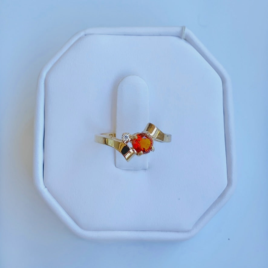 Gold Vermeil Topaz White Sapphire Wave Ring