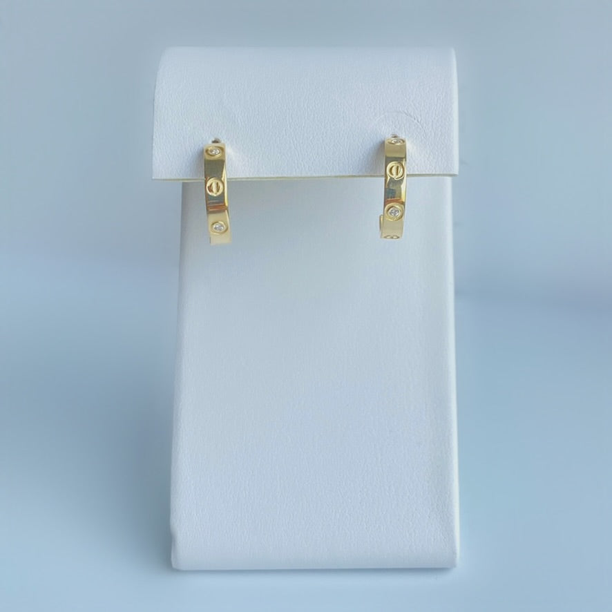 10K Gold CZ Screw Earrings