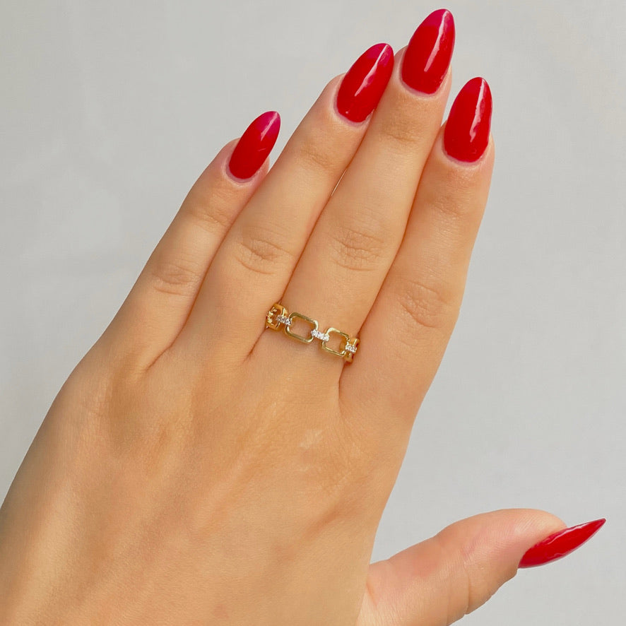 10K Gold Cube Link Ring