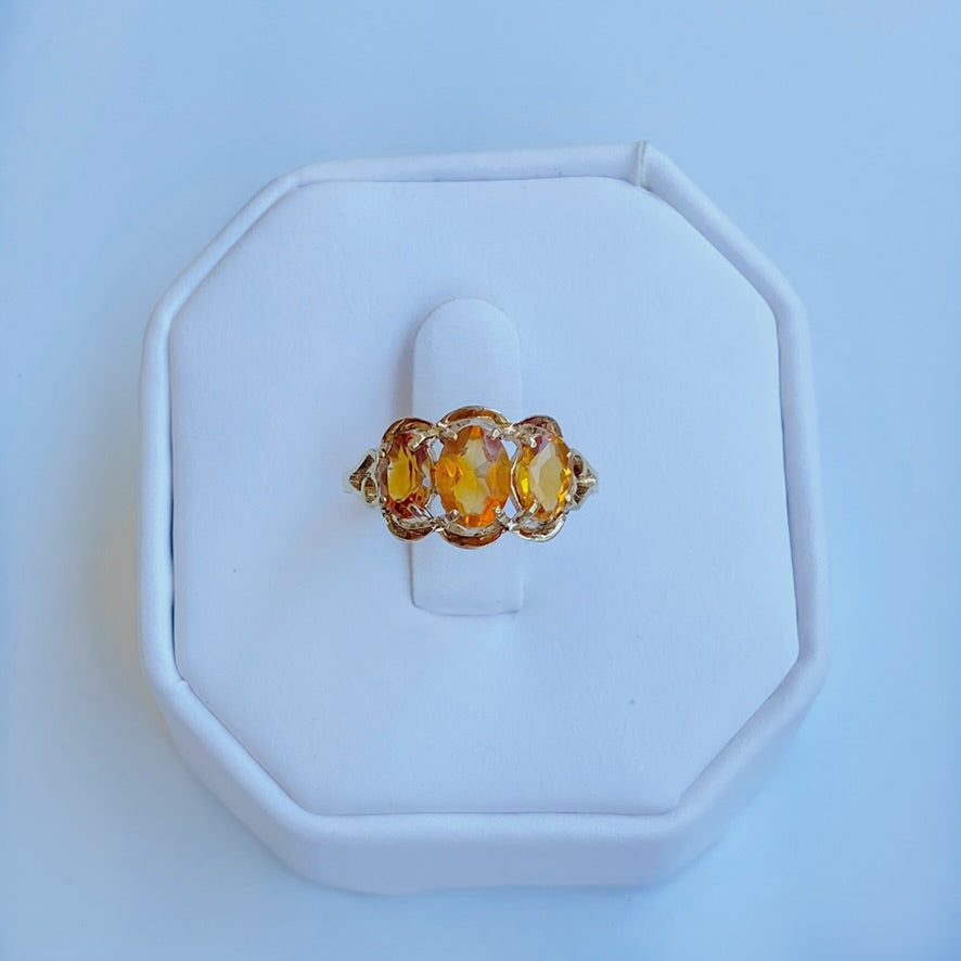 Gold Vermeil Triple Topaz Ring