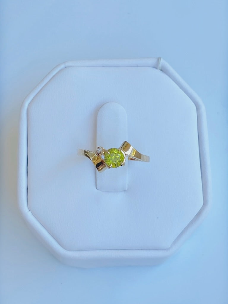 Gold Vermeil Peridot White Sapphire Wave Ring