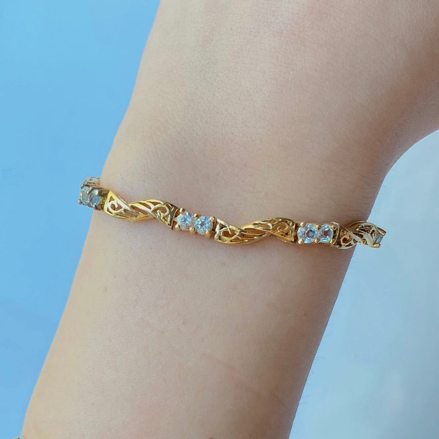 Gold Vermeil Aquamarine Wave Bracelet