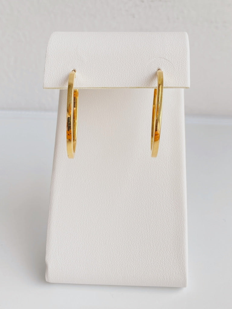 10K Gold Medium Flat Oval Hoops