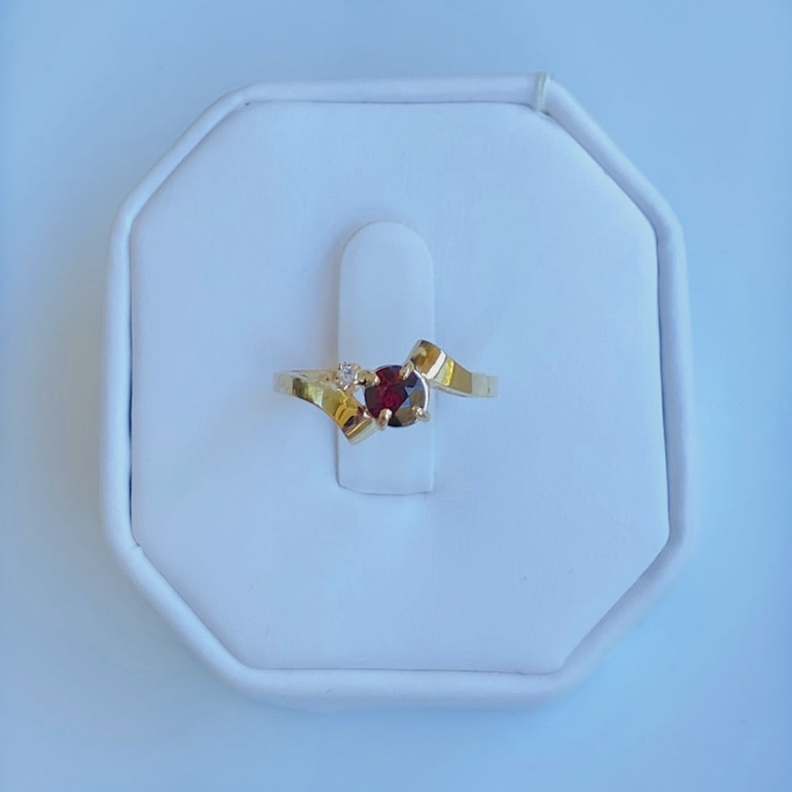 Gold Vermeil Garnet White Sapphire Wave Ring