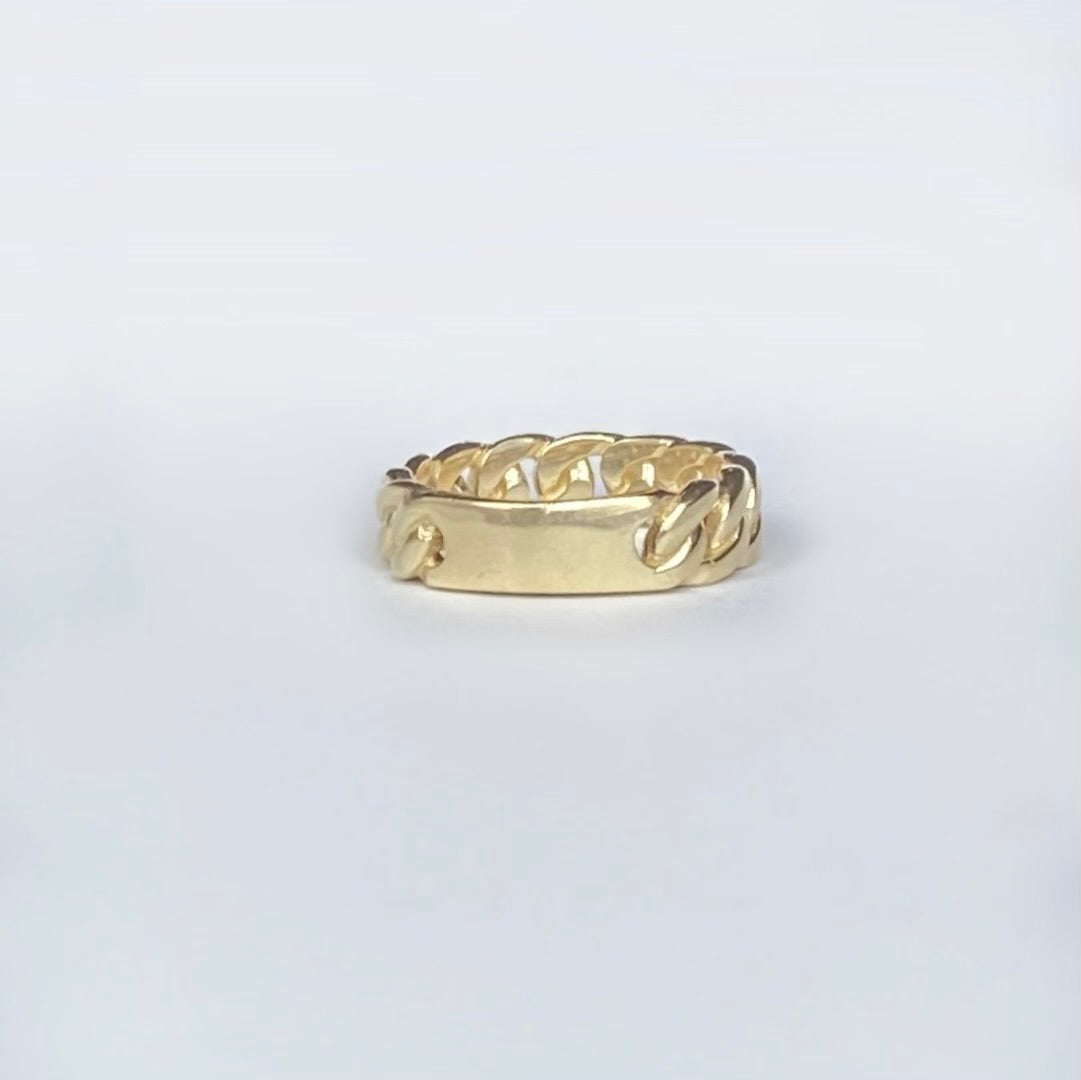 10K Gold Reversible Chain Link ID Plate Ring