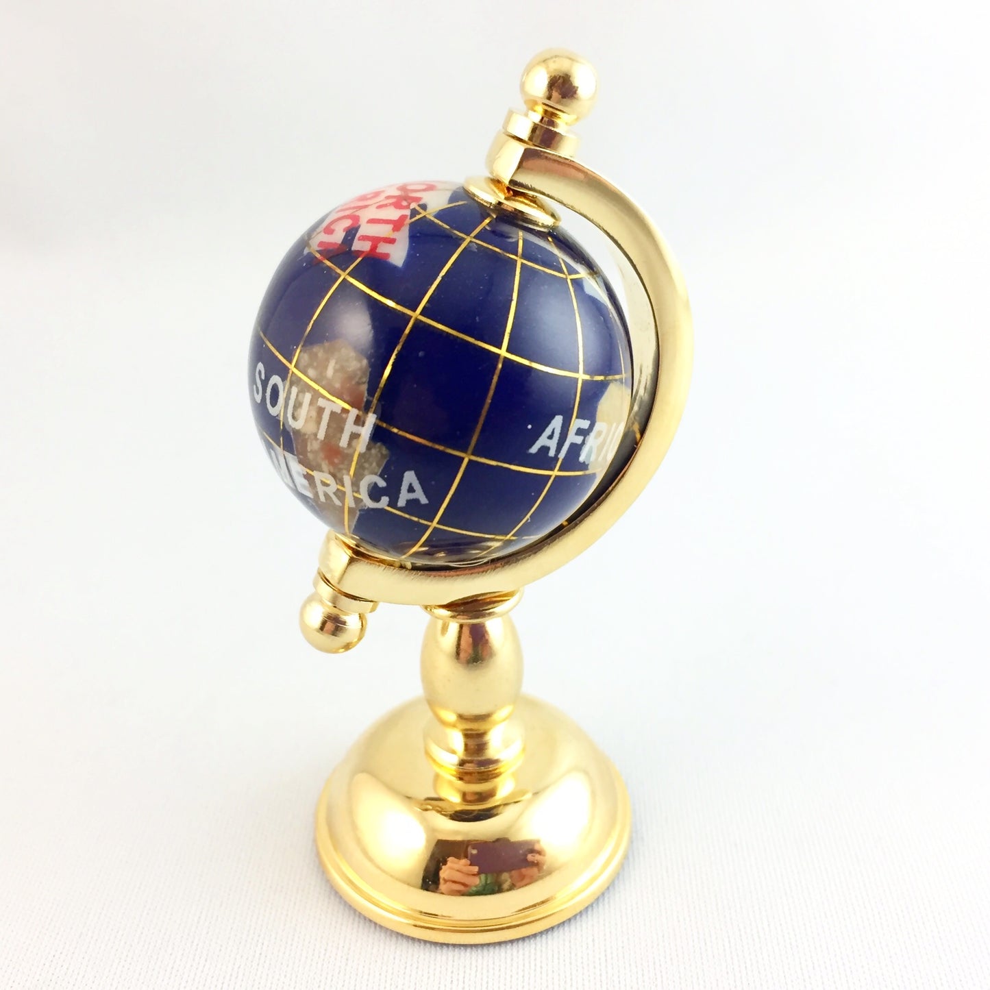 Gem Globe Lapis Ocean on a Brass Stand 30mm