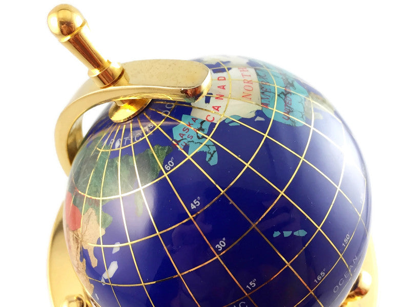 Gem Globe Lapis Ocean On a Brass Stand 80mm