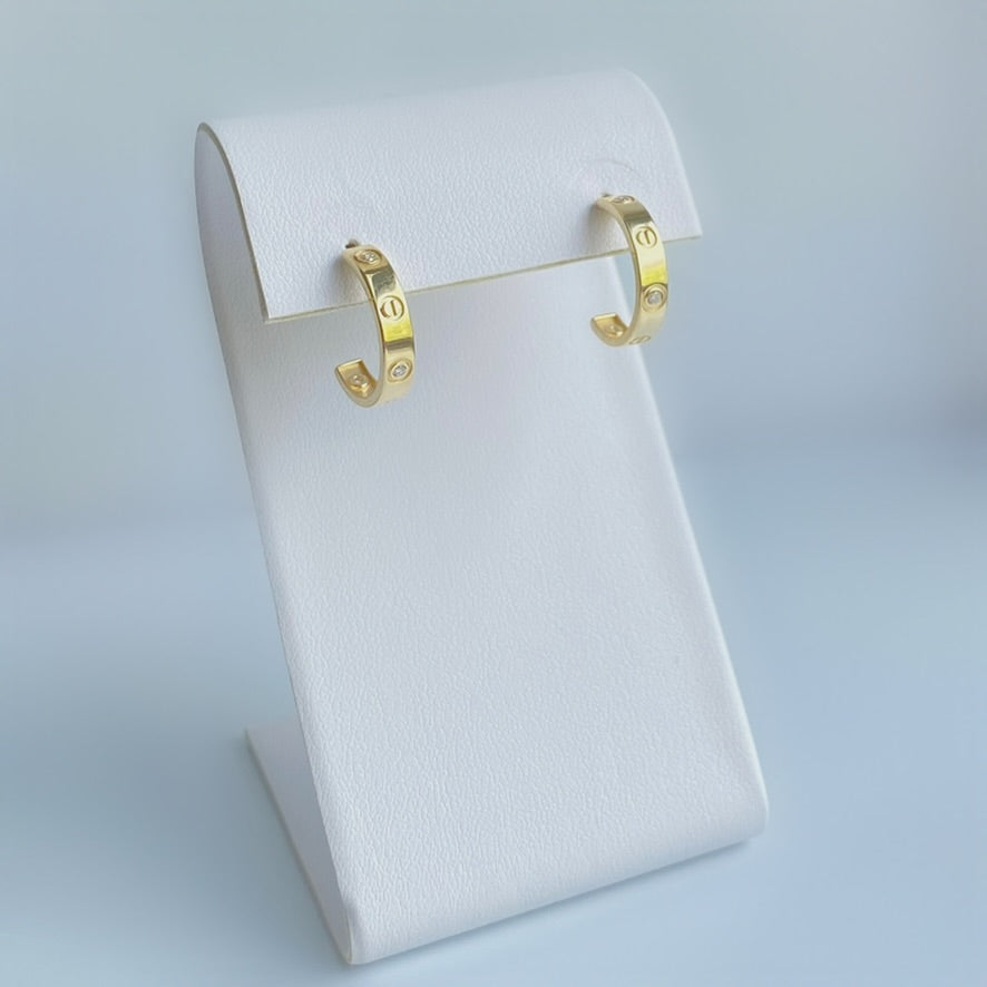 10K Gold CZ Screw Earrings