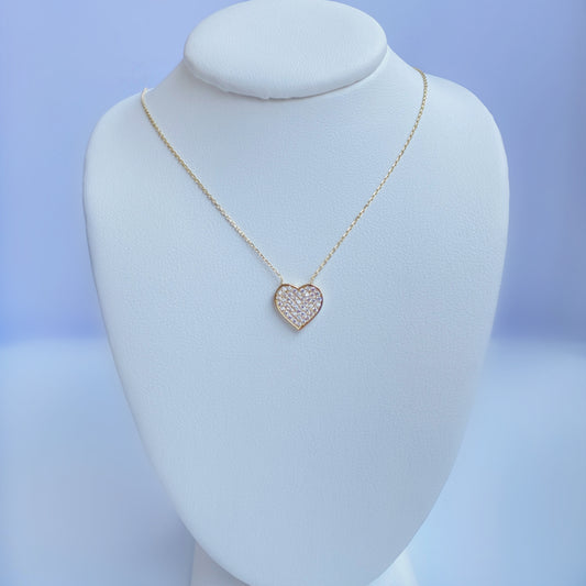 10K Gold CZ Full Heart Necklace