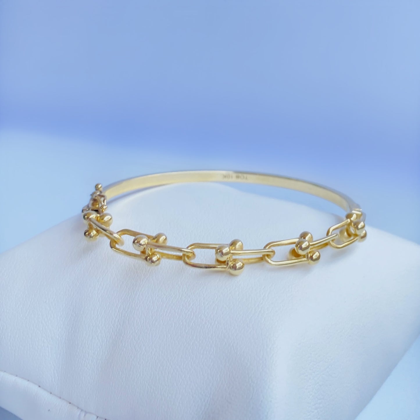 10K Gold Chain Link Ball Bangle