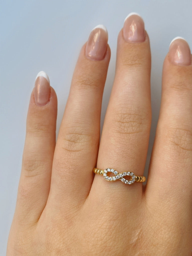 10K Gold CZ Infinity Bubble Band Ring