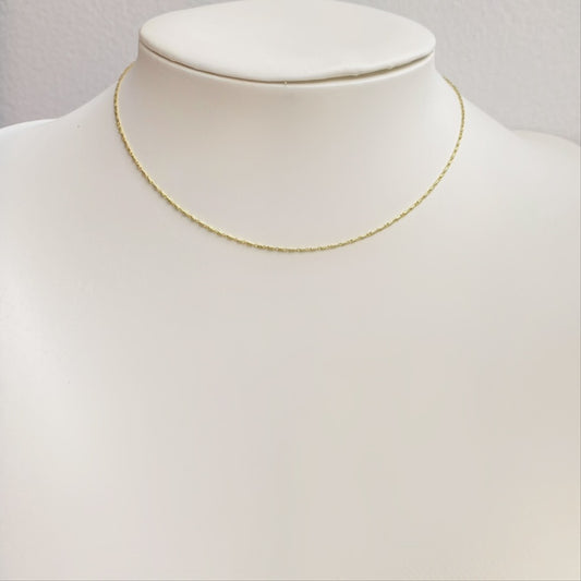 10K Gold Carved Pellet 14" Necklace