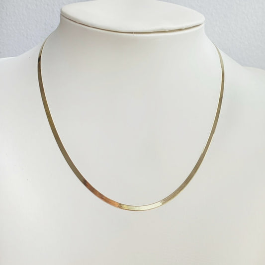 10K Gold Thin Flat Beveled 18" Herringbone Necklace