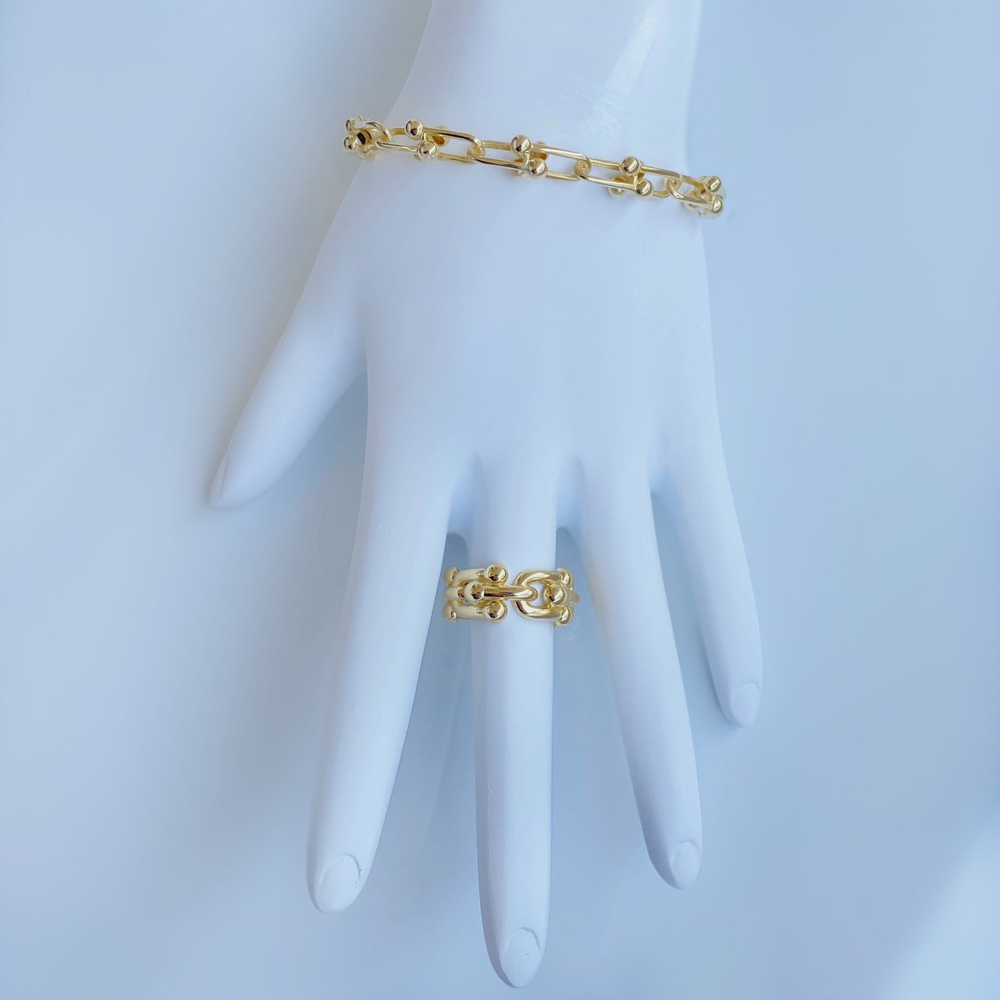 10K Gold Chain Link Ball Bangle