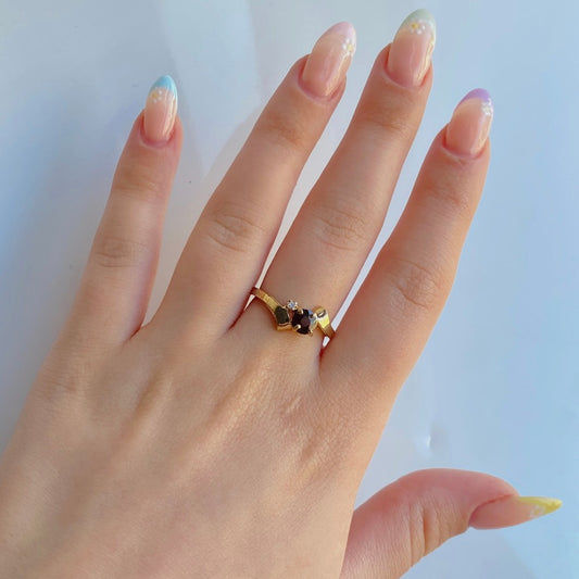 Gold Vermeil Garnet White Sapphire Wave Ring
