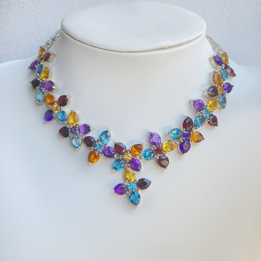 Multi Colored Gemstone Statement Necklace