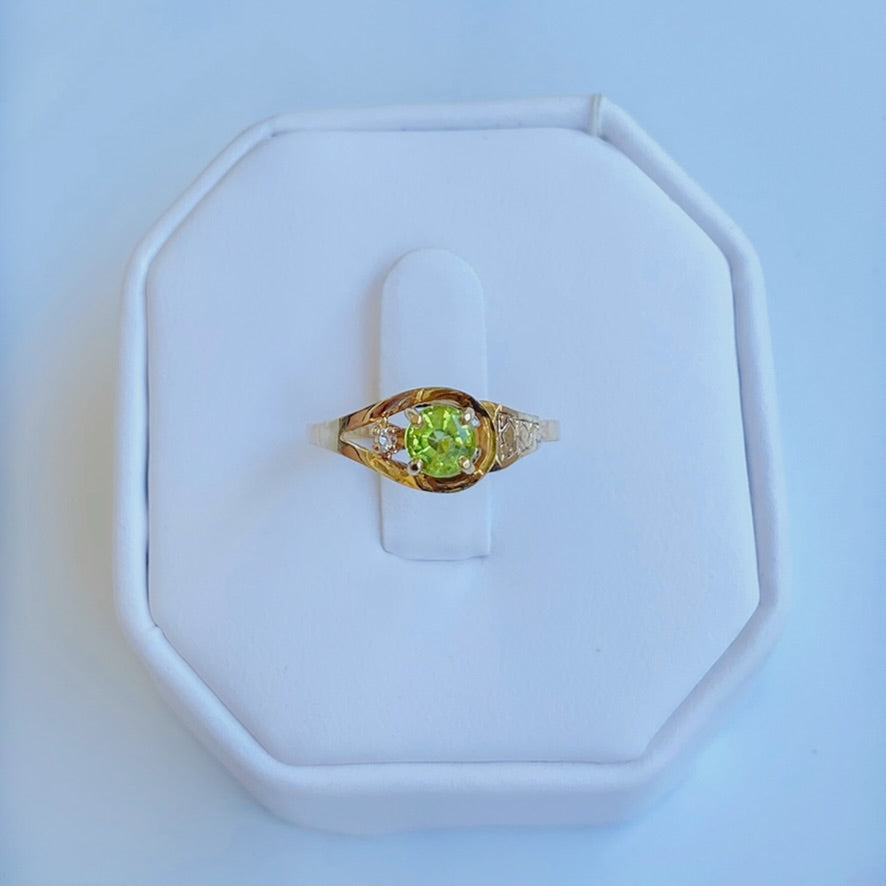 Gold Vermeil Peridot White Sapphire Loop Ring