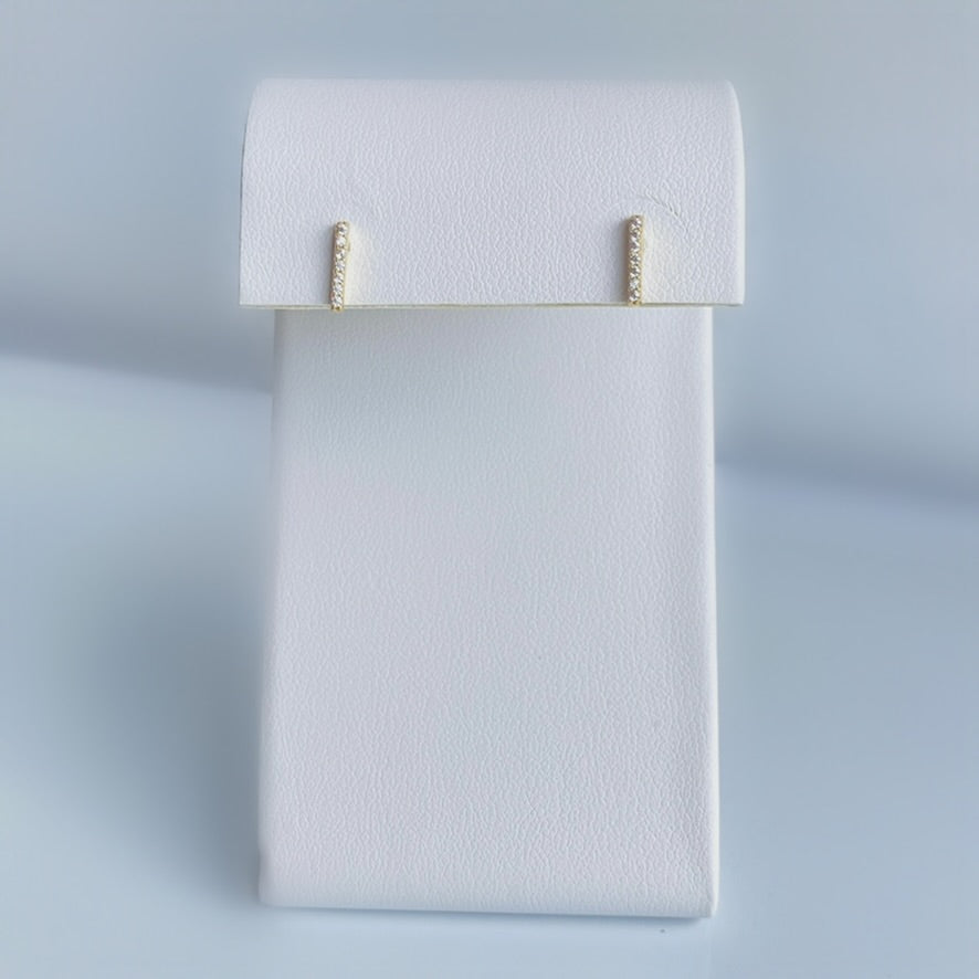 10K Gold CZ Bar Stud