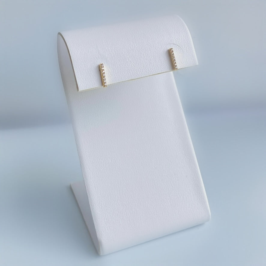 10K Gold CZ Bar Stud