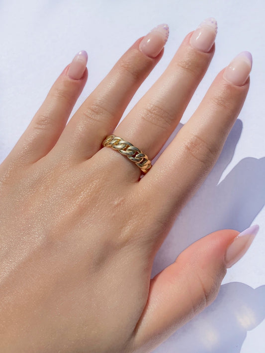 10K Gold Reversible Chain Link ID Plate Ring