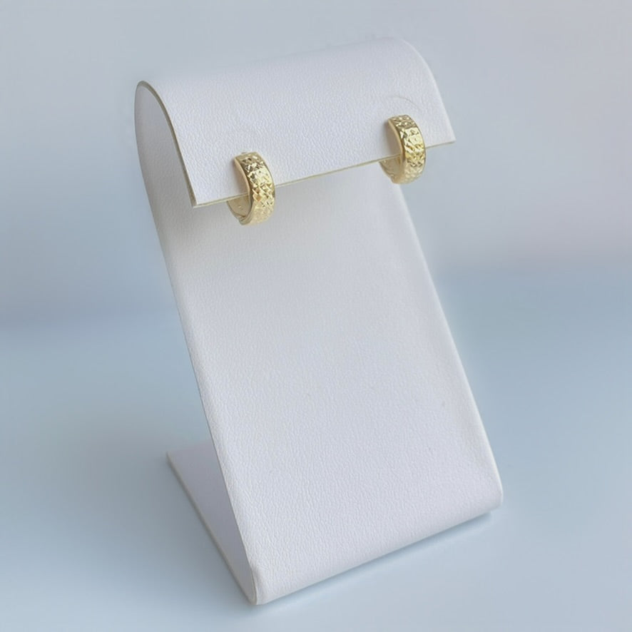 10K Gold Diamond Cut Wide Huggies