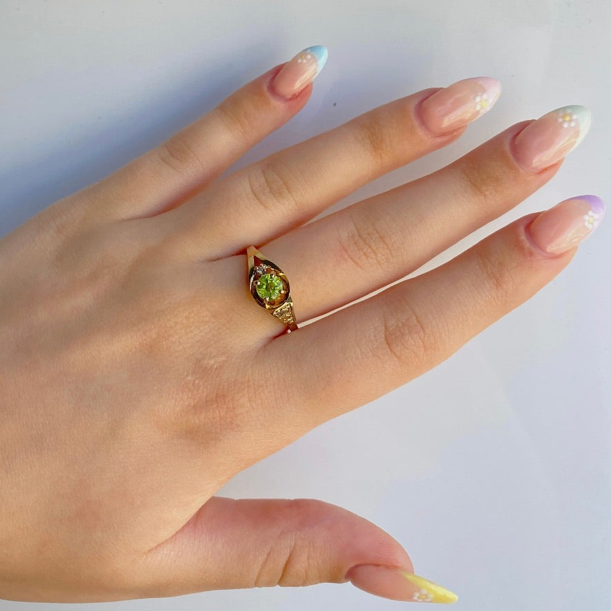 Gold Vermeil Peridot White Sapphire Loop Ring
