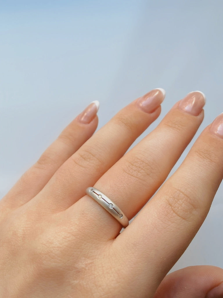 14K Matte White Gold Stackable Ring