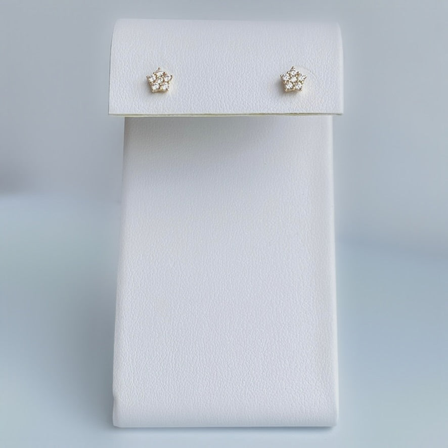 10K Gold CZ Flower Studs