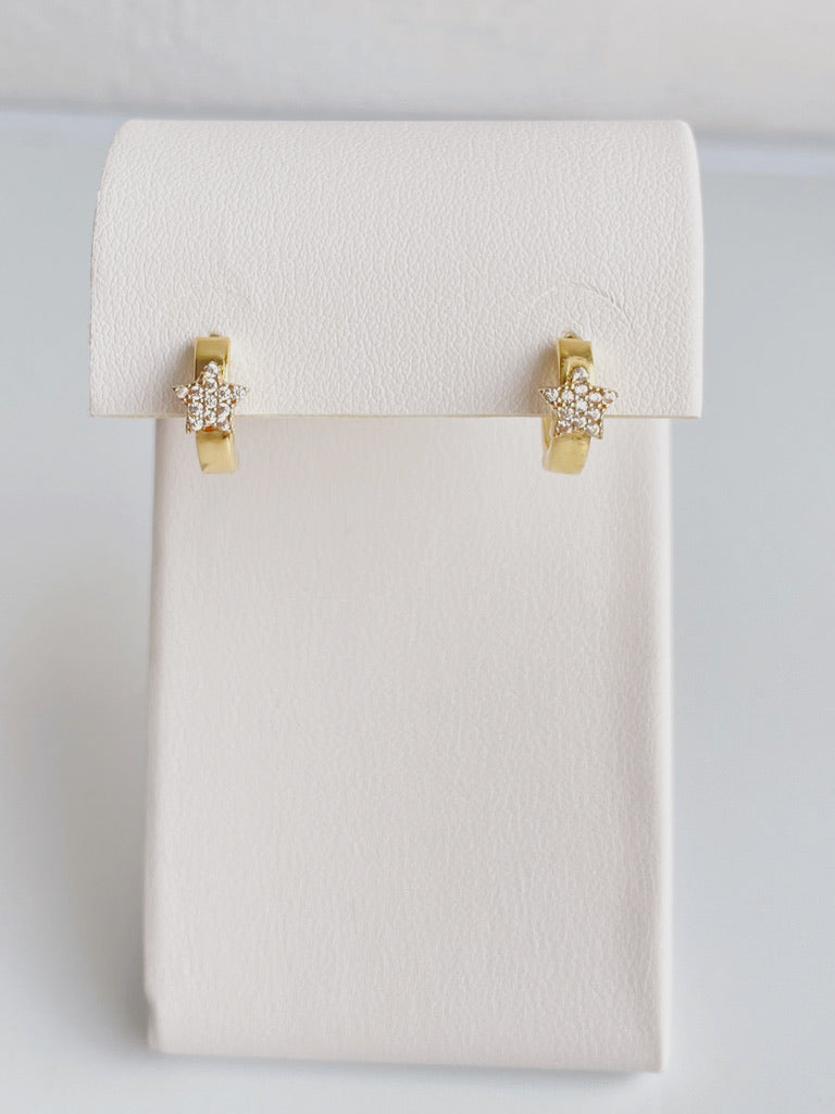 10K Gold Star Studded CZ Huggies