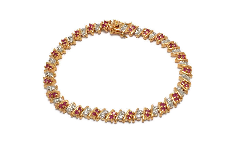 Vermeil Sterling Silver 14K Gold Plated Genuine Ruby Bracelet