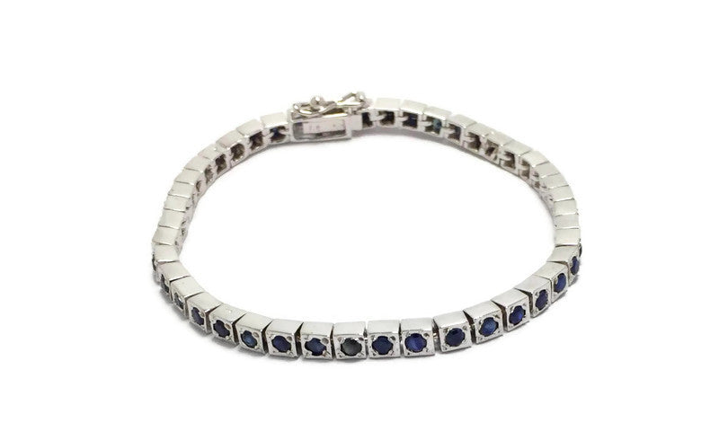 Sapphire Sterling Silver Tennis Bracelet