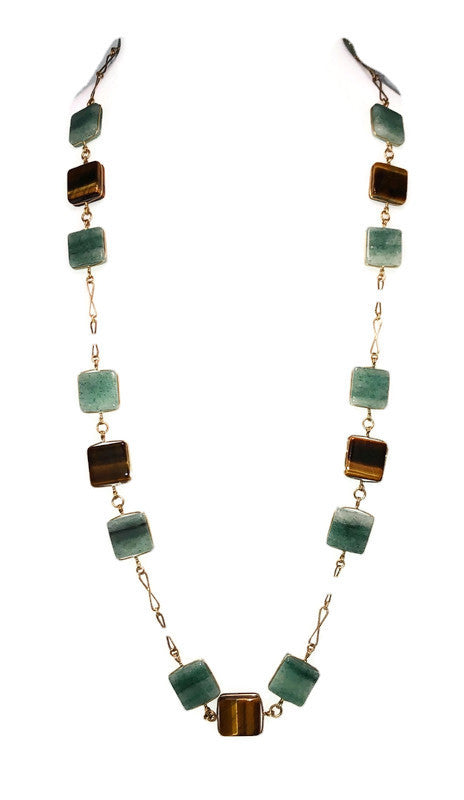 Aventurine and Tiger Eye Station Necklace