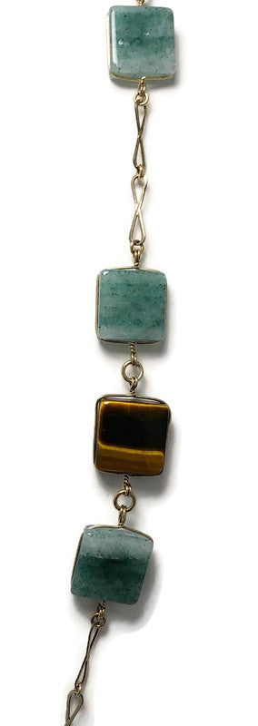 Aventurine and Tiger Eye Station Necklace