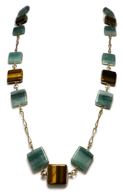 Aventurine and Tiger Eye Station Necklace