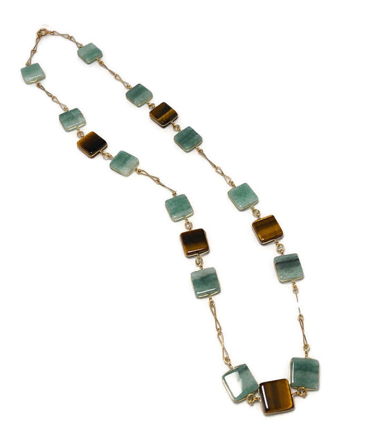 Aventurine and Tiger Eye Station Necklace