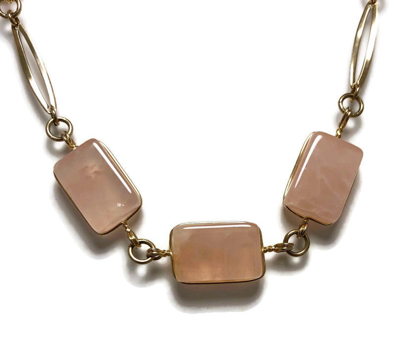 Rose Quartz Station Necklace