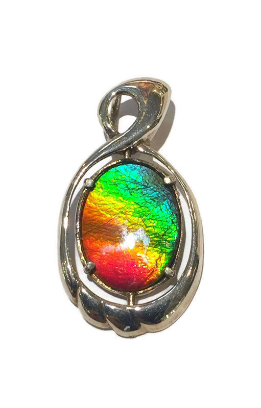 Rainbow Ammolite Sterling Silver Pendant