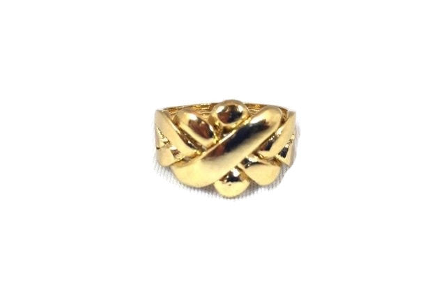 Puzzle Ring 4 Piece Wide Style Sterling Silver 14K Gold Plated