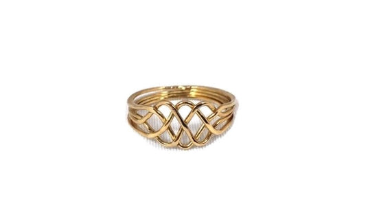 Puzzle Ring 4 Piece Slim Style Sterling Silver 14K Gold Plated