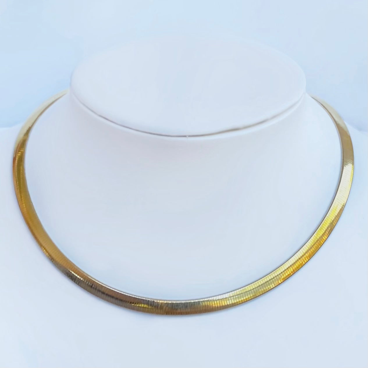 Two Tone Reversible Sterling Silver Omega Chain With 14k Gold Plated Italian 6mm Wide and 16 inches long.
